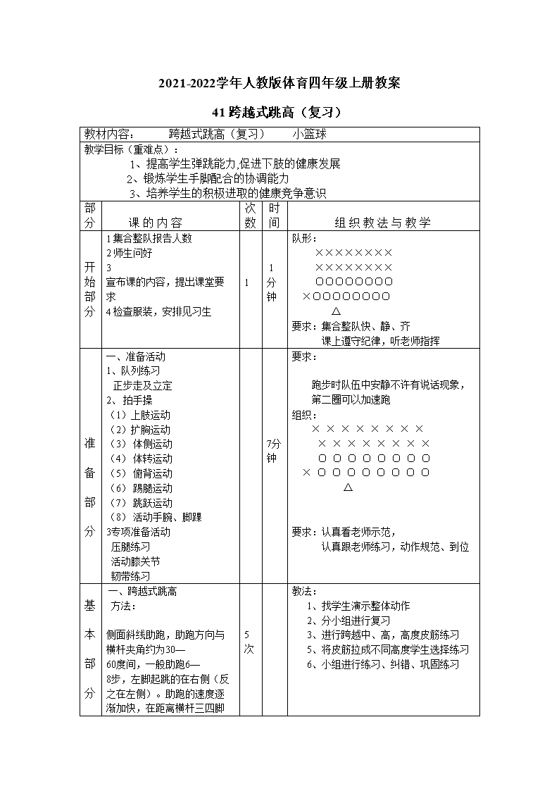 小学体育备课教案5篇(图1)